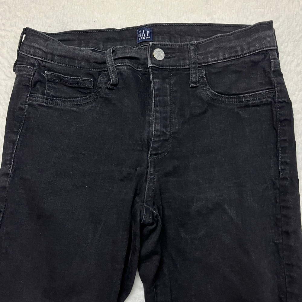 Gap Jeans Womens 8 Regular Black Denim Skinny Slim Fit Stretch Solid 29 Regular